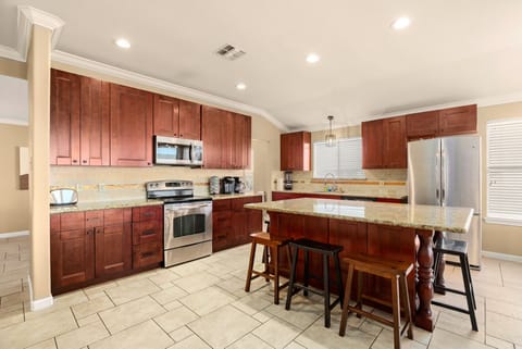 Kitchen with large island.