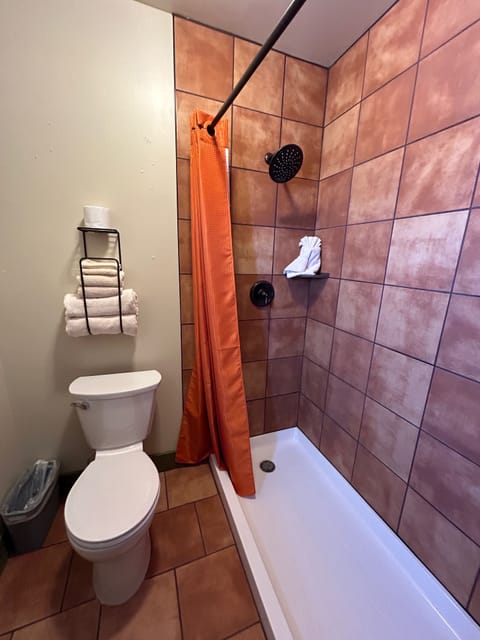 Panoramic Room Upstairs, 1 King Bed, Refrigerator & Microwave, Mountain View | Bathroom | Shower, towels, soap, shampoo