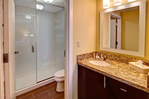 Combined shower/tub, hair dryer, towels