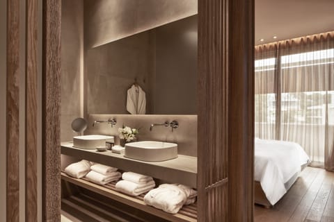 Premium Suite | Bathroom | Shower, rainfall showerhead, designer toiletries, hair dryer