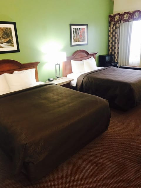 Standard Room, 2 Queen Beds, Non Smoking | Down comforters, desk, laptop workspace, blackout drapes