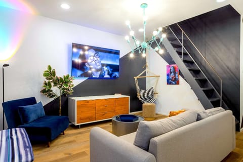Downstairs TV Lounge with Queen Pullout Couch