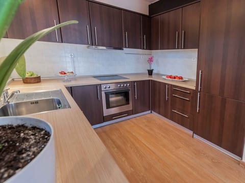 Deluxe Villa | Private kitchen | Full-size fridge, microwave, dishwasher, espresso maker