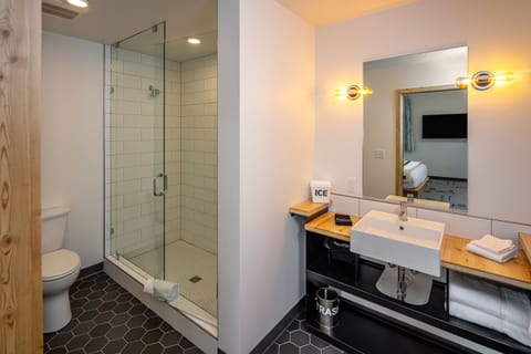 Studio, 1 King Bed | Bathroom | Shower, eco-friendly toiletries, hair dryer, bathrobes