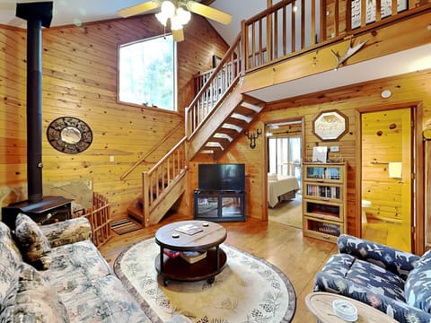 Cabin, Multiple Beds, Fireplace | Living area | TV, fireplace