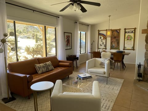 Living and Dining room with Fireplace