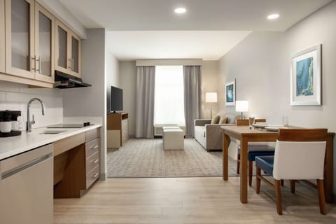 Suite, 1 King Bed, Accessible, Bathtub | Living area | 50-inch flat-screen TV with cable channels, Netflix, streaming services