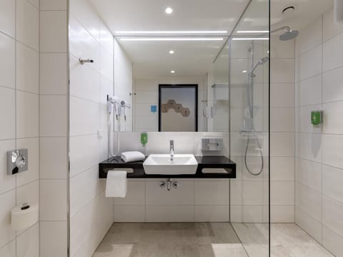 Hypo-allergenic bedding, desk, blackout drapes, soundproofing