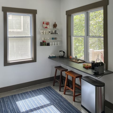 Full selection of teas, coffee, sugar, milk, honey and hot chocolate.