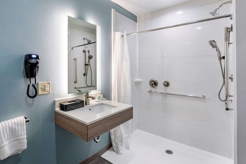 Room, 1 King Bed, Non Smoking | Bathroom | Shower, rainfall showerhead, hair dryer, towels