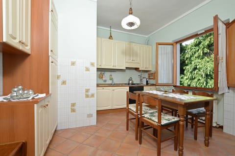 The upper level kitchen