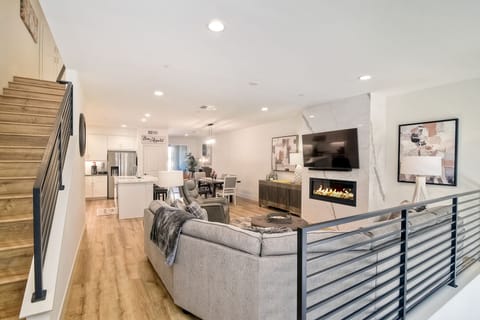 Great room, kitchen and bar. The Far end is the main floor bedroom (Bedroom 1)