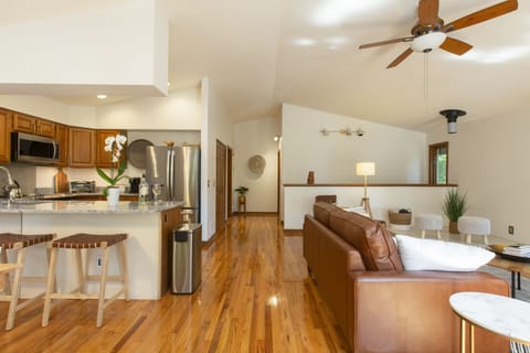 View from the front door of the kitchen-dining room-living room.