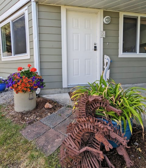 Private entrance with a keyless entry.