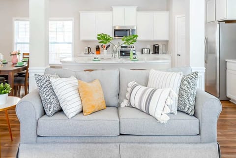 Plenty of seating, pillows, and blankets for your to kick back and relax. 