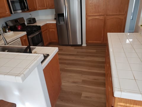 Kitchen - new floor & refrigerator