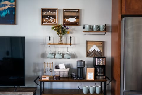 Coffee Bar, fully stocked with Nespresso pods