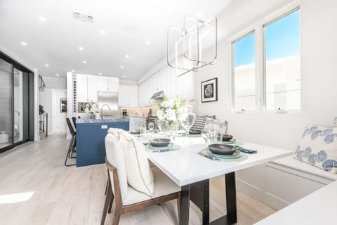 The indoor dining area is conveniently located right off the kitchen.