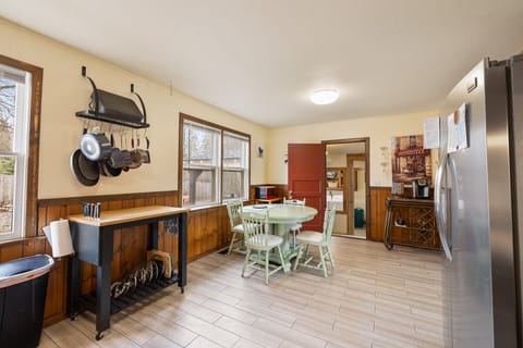 Rolling cutting board can be moved to where you need it most while cooking.