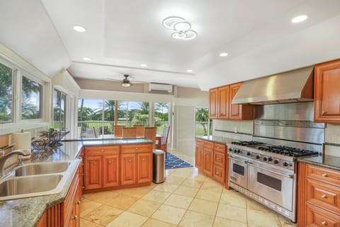 Fully stocked gourmet kitchen for dining in