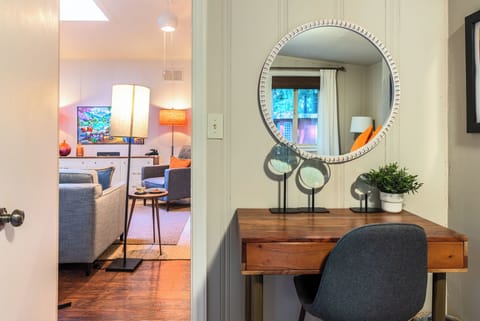 Bedroom 1 is off the living room and close to the game rooms.