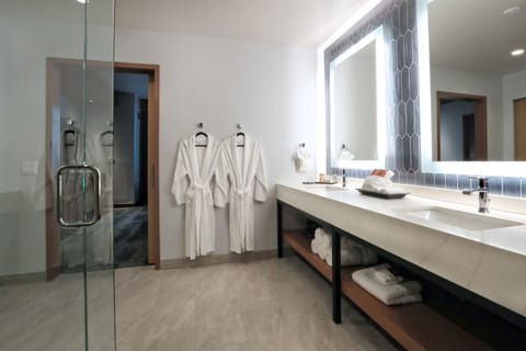Grand Suite | Bathroom | Shower, hydromassage showerhead, hair dryer, towels