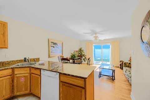 Condo, 2 Queen Beds, Pool Access, Beach View | Private kitchen | Fridge, microwave, oven, stovetop