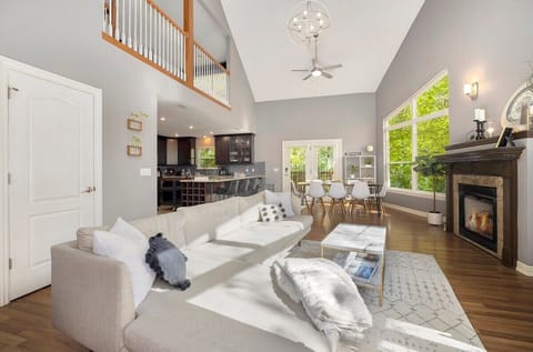 Complete with a comfy sectional, an easy-to-use remote-controlled fireplace, and Smart TV, this is the perfect place to curl up with a good book and a cup of coffee.