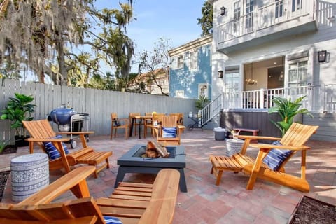 Large entertaining space with hot tub, grill, and firepit!