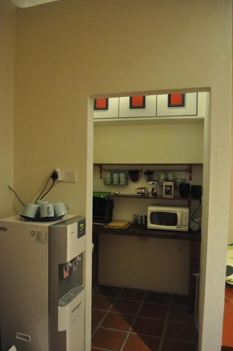 Fridge, microwave, toaster, toaster oven