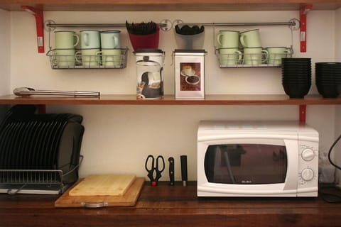 Fridge, microwave, toaster, toaster oven