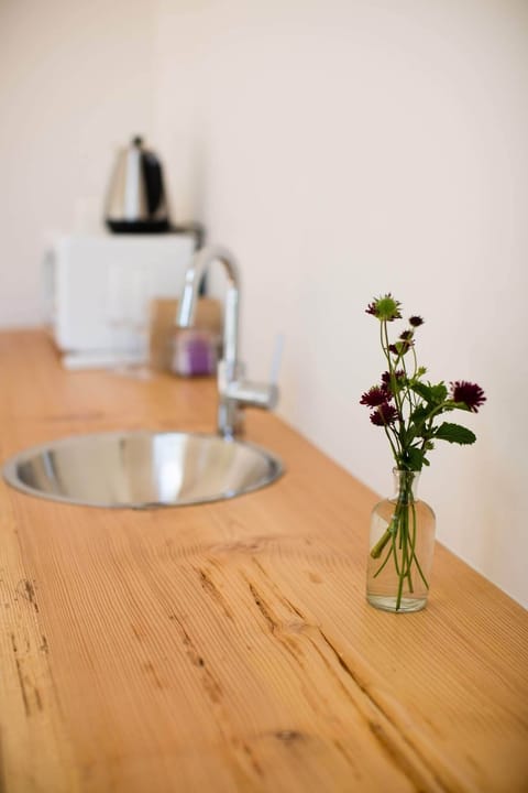 Counters, wood floors, and accent wood all milled on-site from island fir