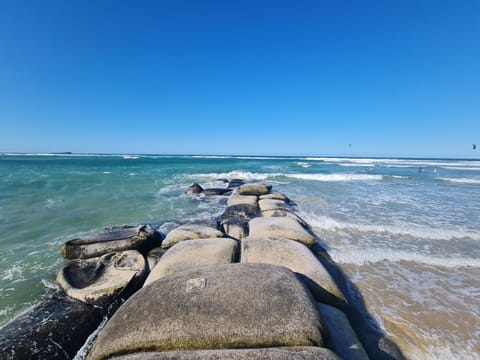 On the beach, white sand