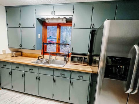 Plenty of counter space, rustic charm, and everything you need to feel at home.