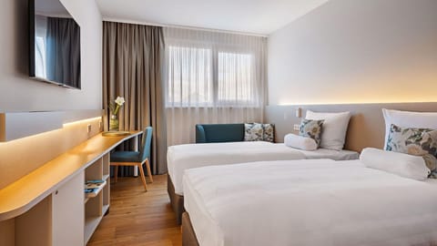 Hypo-allergenic bedding, desk, laptop workspace, soundproofing