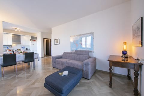 Living room with sofa bed for 2 persons and smart TV