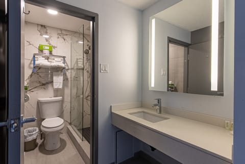 Superior Room 1 King Bed | Bathroom | Shower, free toiletries, hair dryer, towels