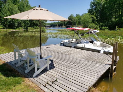 Fishing and Sunbathing dock - shown with 21 foot boat (not included)