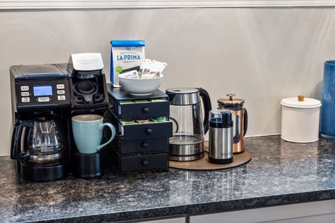 Start Your Day Your Way – Whether it’s a slow French press or a quick Keurig, the coffee station has your morning ritual covered.