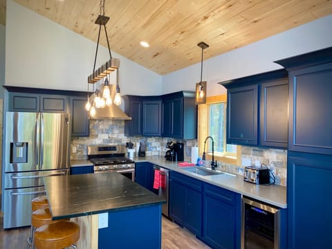 There is state of the art appliances, even a wine cooler....which works great for other drinks also!