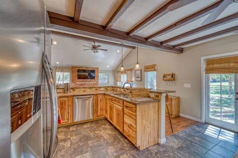 Coffee first! Prepare anything you desire for the entire group in the fully equipped kitchen, but first coffee. Prepare your coffee just how you like it with either the french press or drip coffee machine.