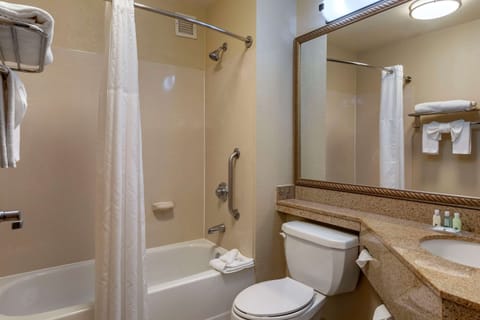 Standard Room, 1 King Bed, Non Smoking | Bathroom | Combined shower/tub, free toiletries, hair dryer, towels