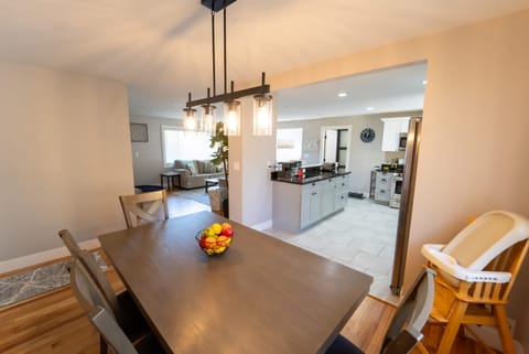 The dining room is just off the kitchen.