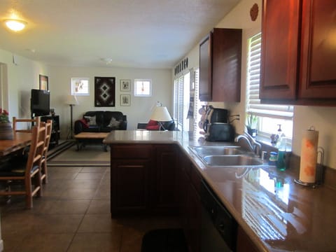 Kitchen area open to dining and living space