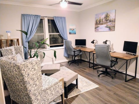 Telecommute in the study space complete with 2 workstations