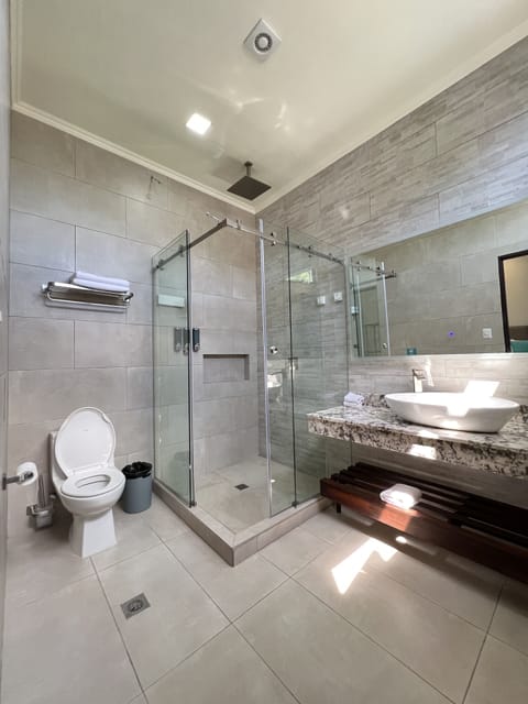 Premium Quadruple Room (Naoz) | Bathroom | Shower, rainfall showerhead, hair dryer, towels