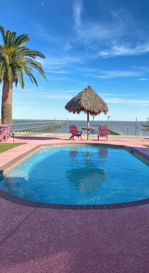 Beautiful day poolside on Galveston Bay
