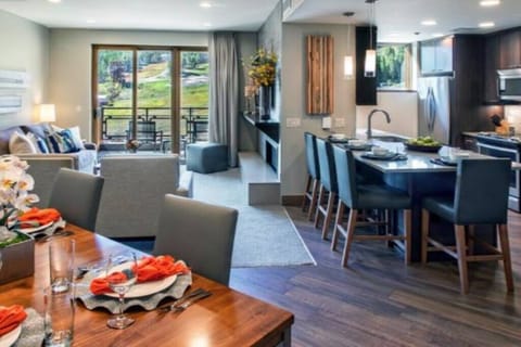 Living room and dining room area