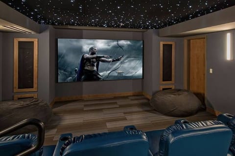 5 private theater rooms with a large collection of movies and spectacular sound.