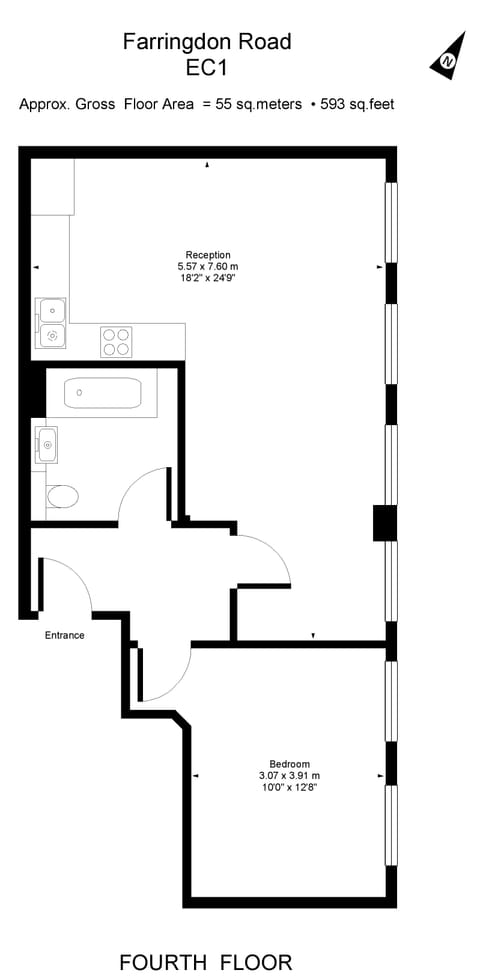 Flat 401 Farringdon Road | Premium bedding, laptop workspace, free WiFi, bed sheets